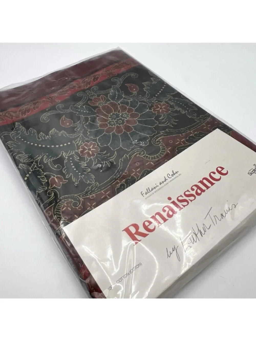 Fallani Cohn Tablecloth Luther Travis Renaissance 70 Round Cotton Green Burgundy